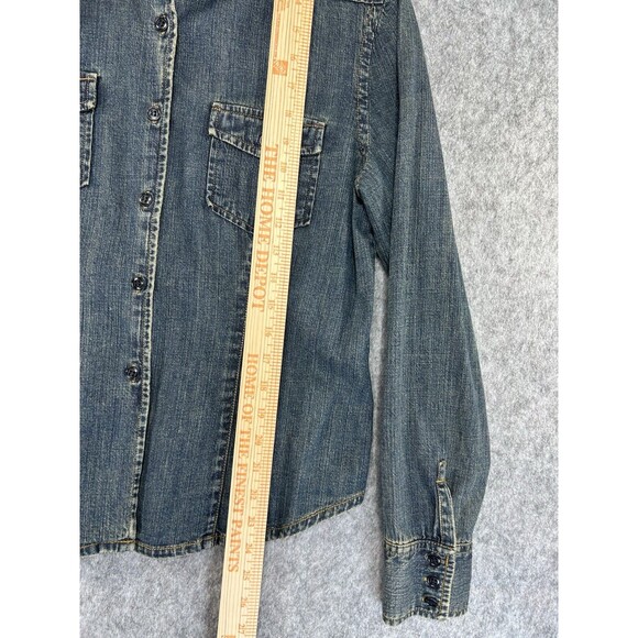 J. Crew Women's Denim Shirt Long Sleeve Button Down Size Large 100% Cotton - Picture 3 of 6